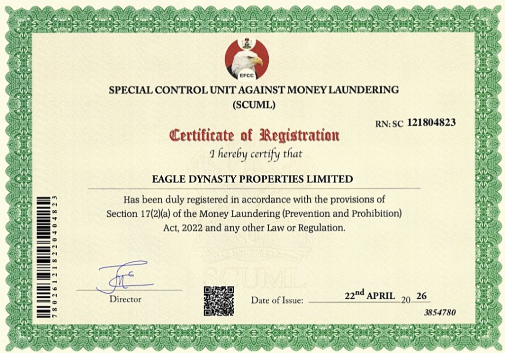 SCUML Certificate